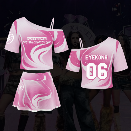 Pink Katseye The Wildworld Tour Off-Shoulder-Mesh-Fan-Edition