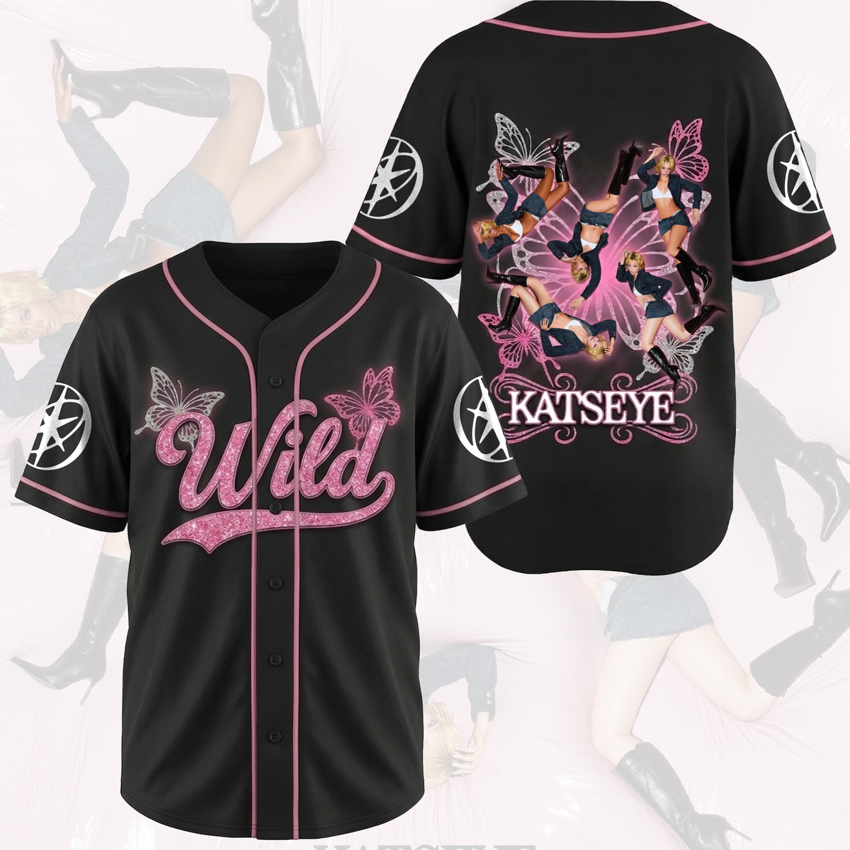 Pinky Butterfly KATSEYE Wild Album Baseball-Trikot Geschenk für Fans