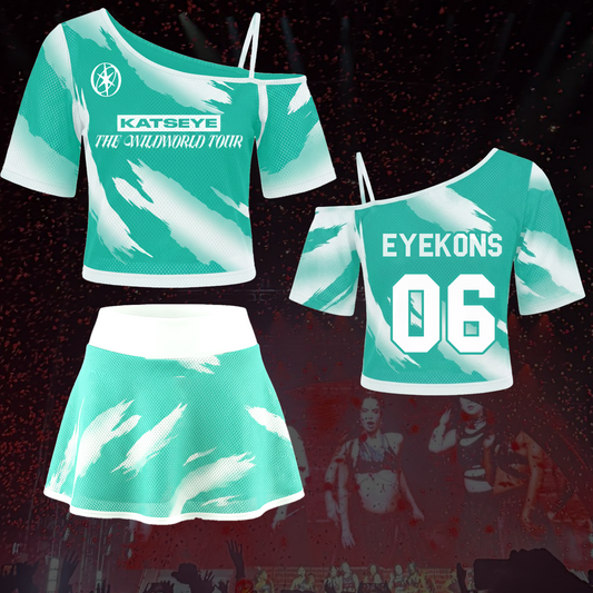 Savage Katseye The Wildworld Tour schulterfreies Netz-Oberteil Geschenk für Fans
