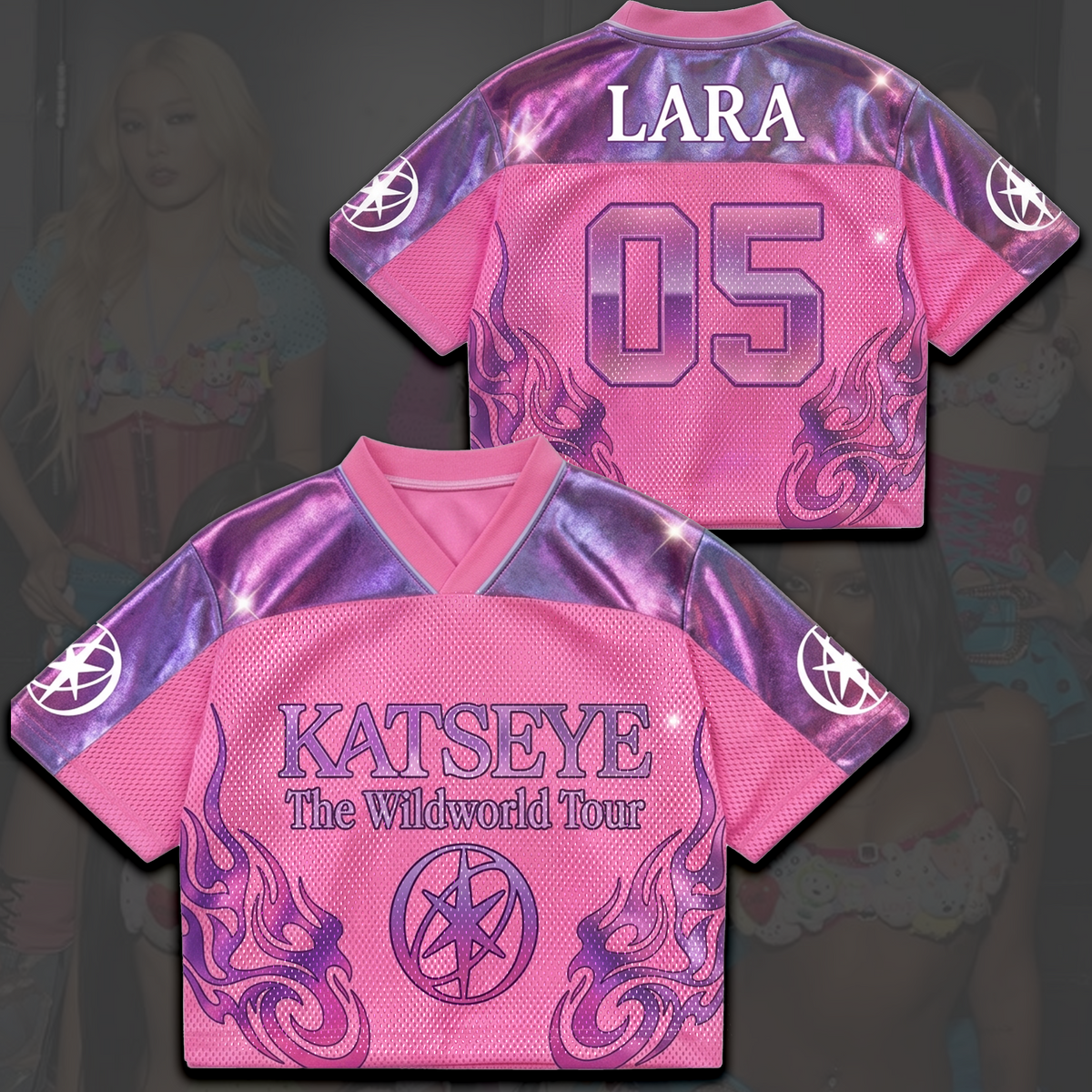 Purple Flame KATSEYE The Wild World Tour Mesh-Trikot Fan-Artikel Geschenk für Fans