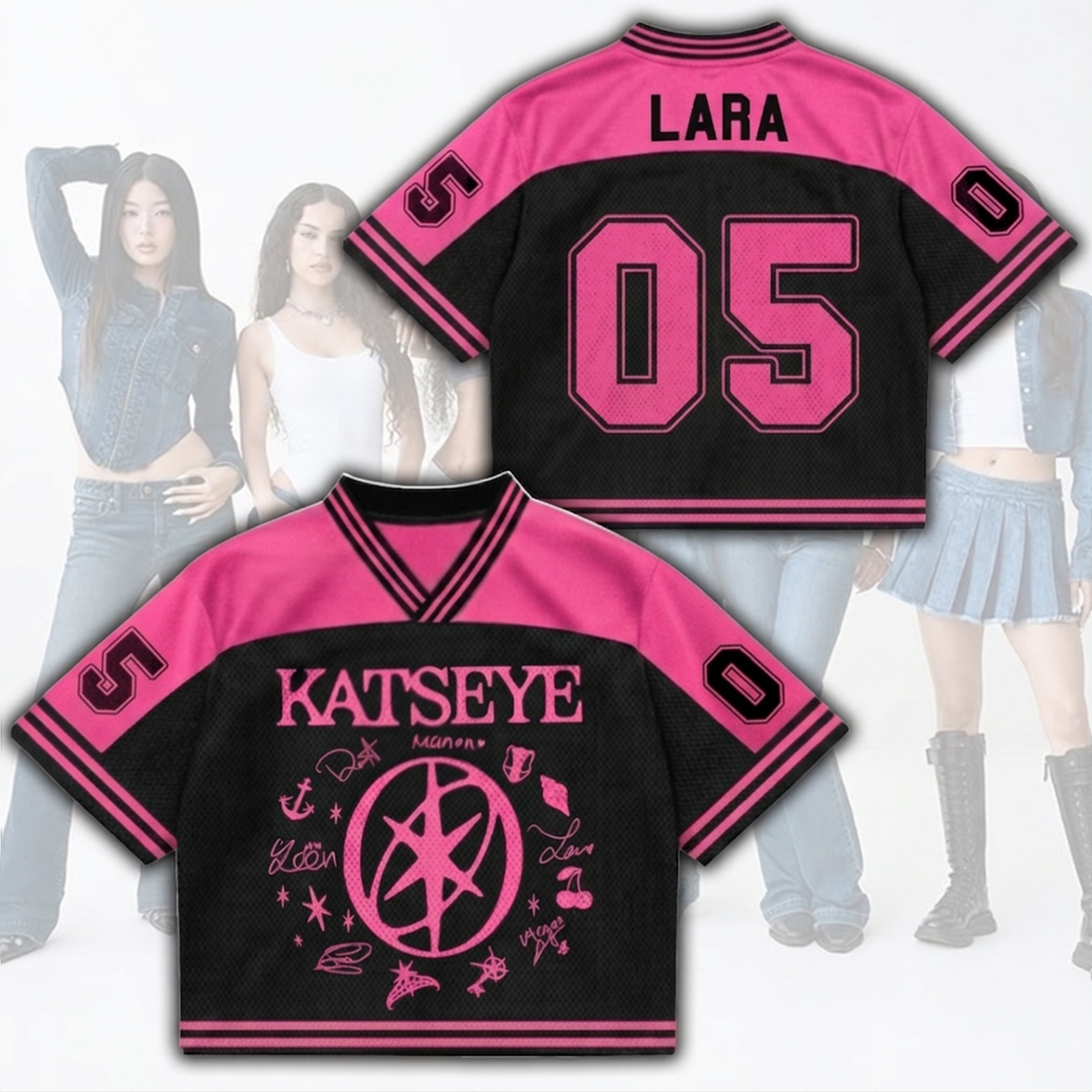 Hot Pinky Katseye The Wildworld Tour Mixed Mesh Jersey Fan-Edition
