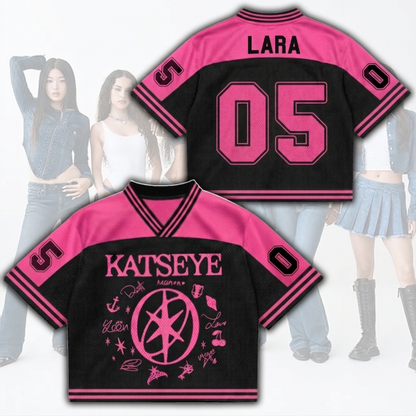 Hot Pinky Katseye The Wildworld Tour Mixed Mesh Jersey Fan-Edition