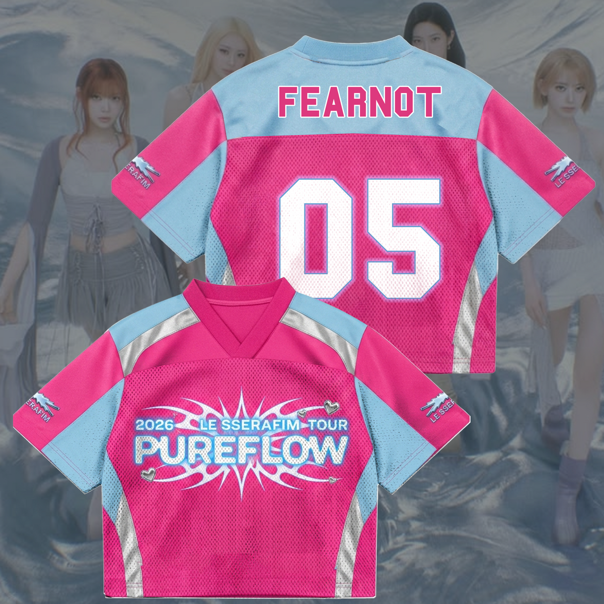 Vibrant Pureflow Le Sserafim Welttournee Pinkes Mesh-Trikot Fan-Geschenk