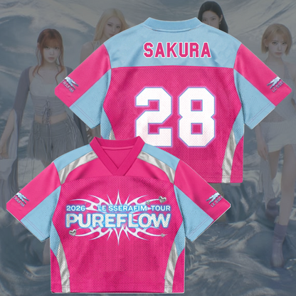 Vibrant Pureflow Le Sserafim Welttournee Pinkes Mesh-Trikot Fan-Geschenk