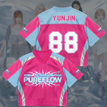 Vibrant Pureflow Le Sserafim Welttournee Pinkes Mesh-Trikot Fan-Geschenk