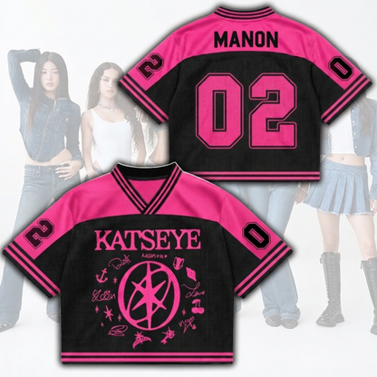 Hot Pinky Katseye The Wildworld Tour Mixed Mesh Jersey Fan-Edition