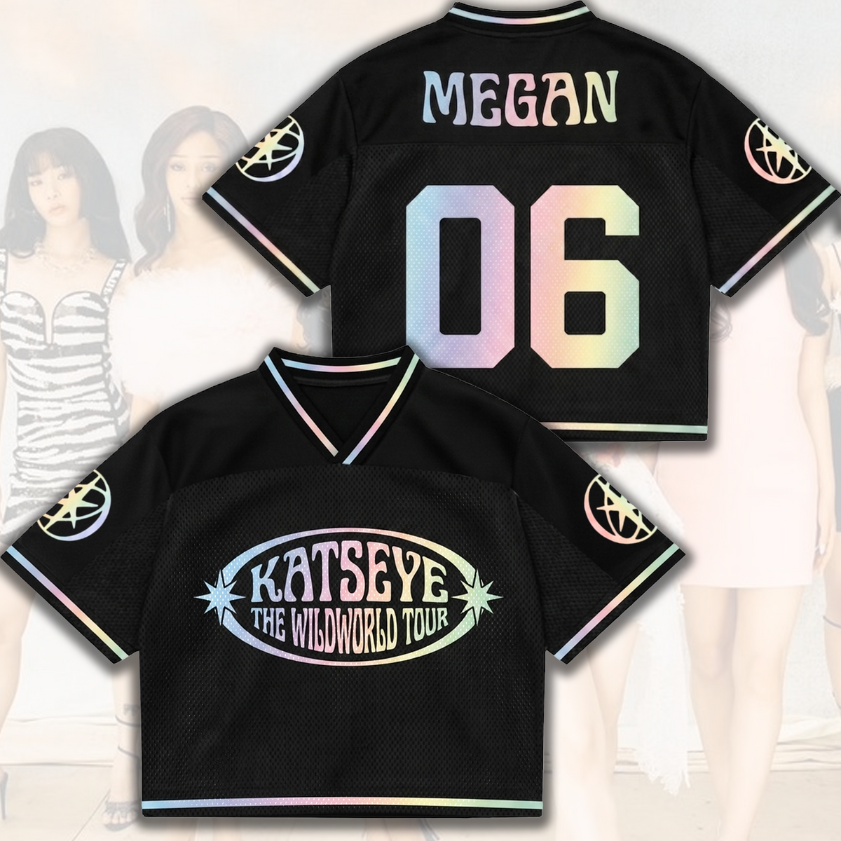 Mirage Katseye The Wildworld Tour Mixed-Mesh-Trikot Einzigartiges Geschenk für Fans