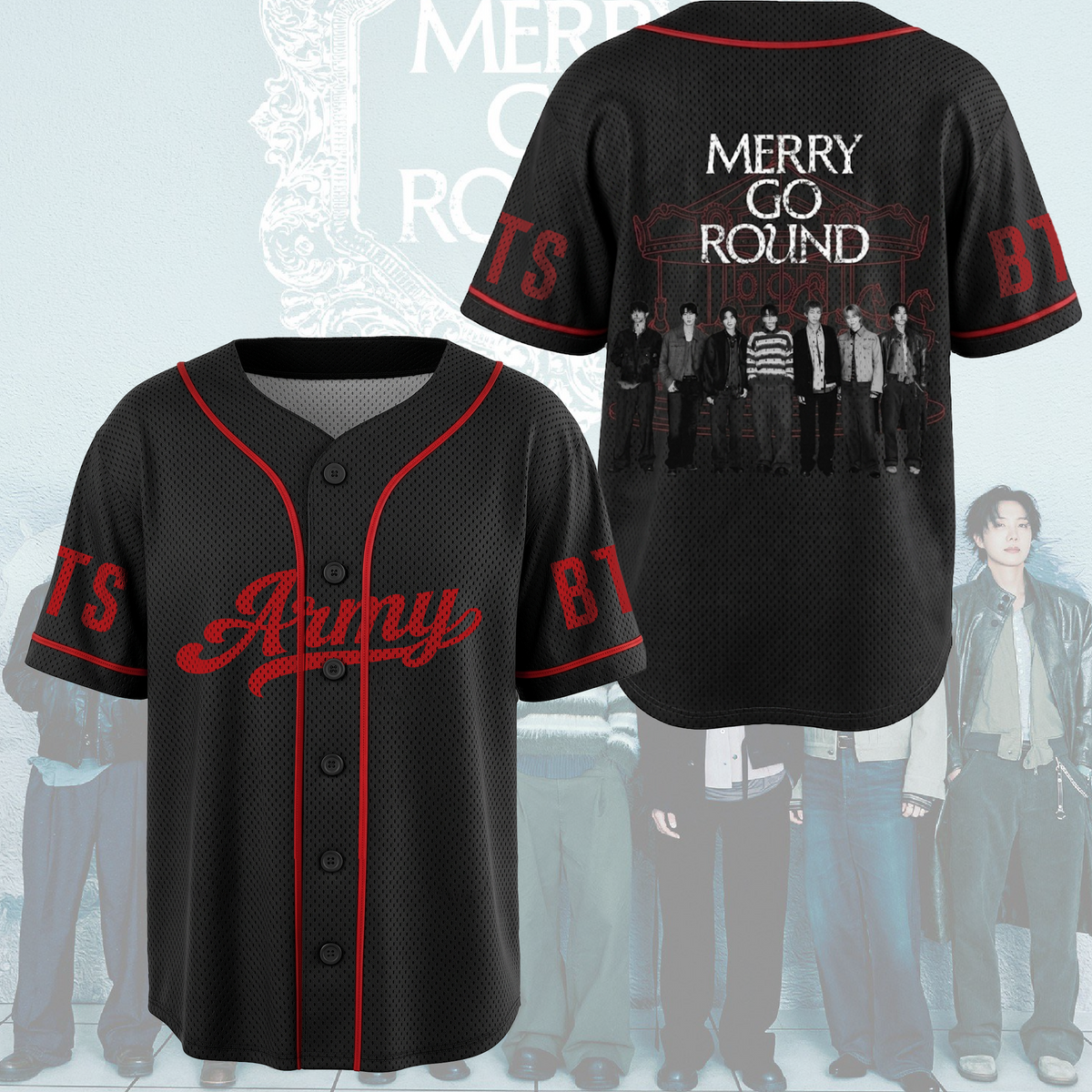 Merry Go Round BTS Arirang Welttournee Mesh-Baseballtrikot ARMY Fan-Geschenk