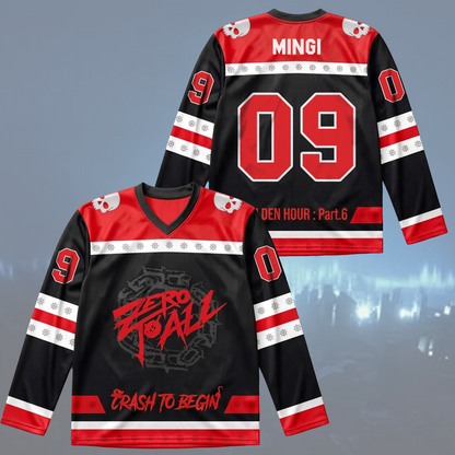 Sporty Twice Dies ist für das blau-schwarze Eishockeytrikot