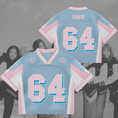 Twice Cute Pink Blue Uniform Mixed Mesh Jersey
