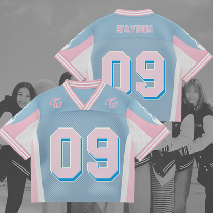 Twice Cute Pink Blue Uniform Mixed Mesh Jersey