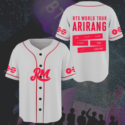 Explosives BTS World Tour Arirang weißes Baseball-Trikot
