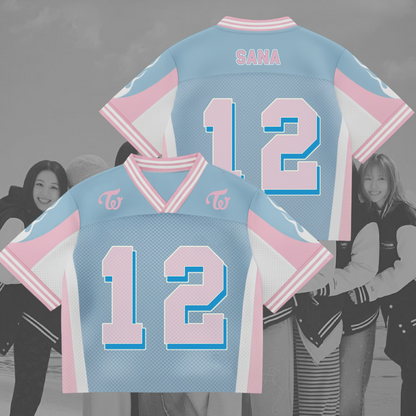 Twice Cute Pink Blue Uniform Mixed Mesh Jersey