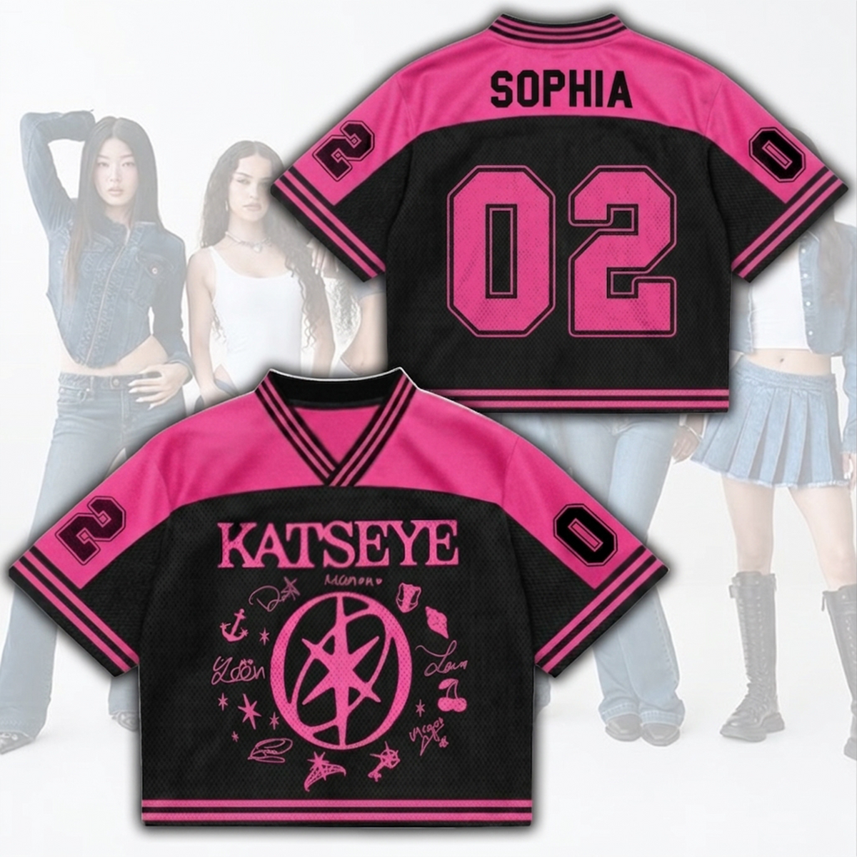 Hot Pinky Katseye The Wildworld Tour Mixed Mesh Jersey Fan-Edition