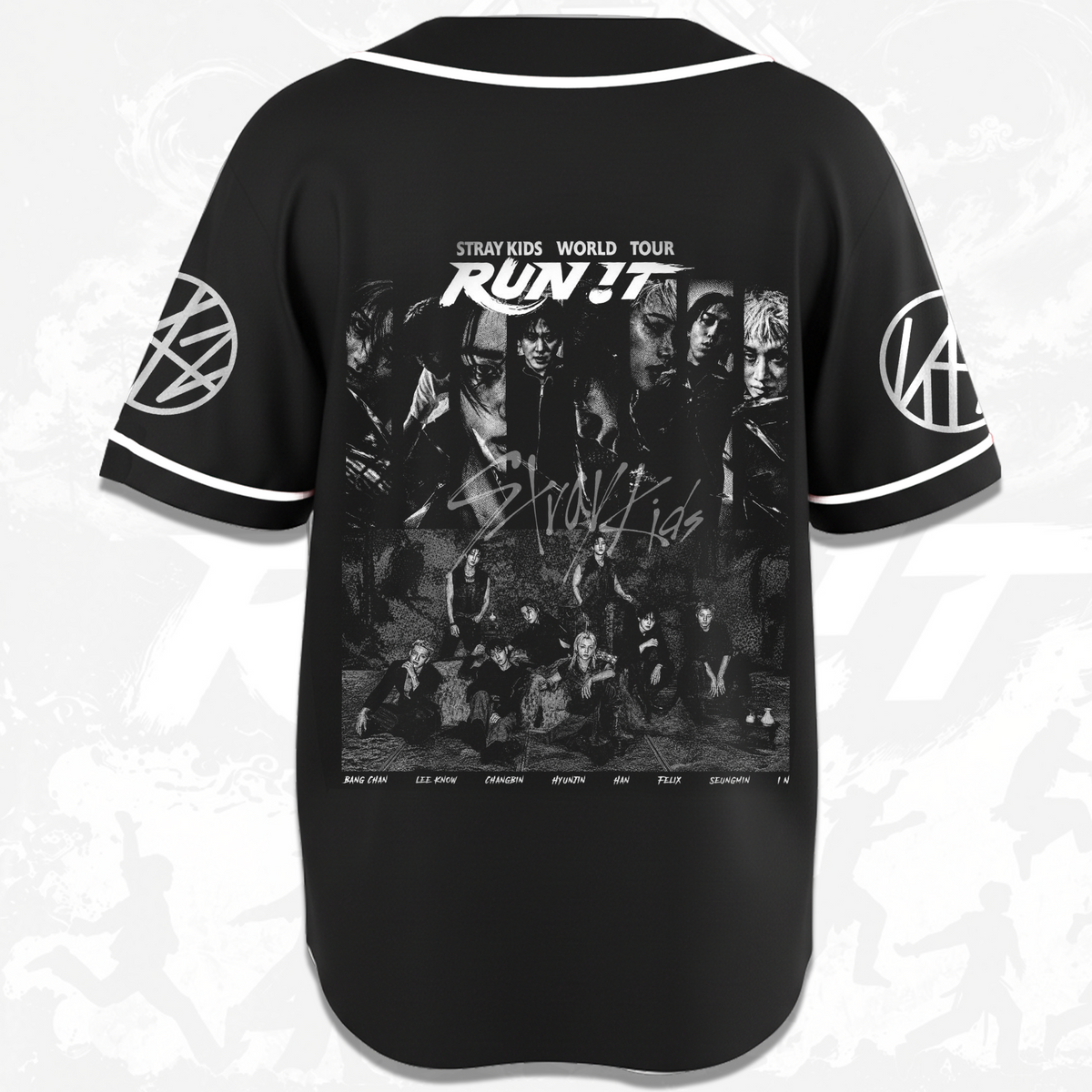 Vintage Stray Kids Run It World Tour Baseball-Trikot Fan-Edition