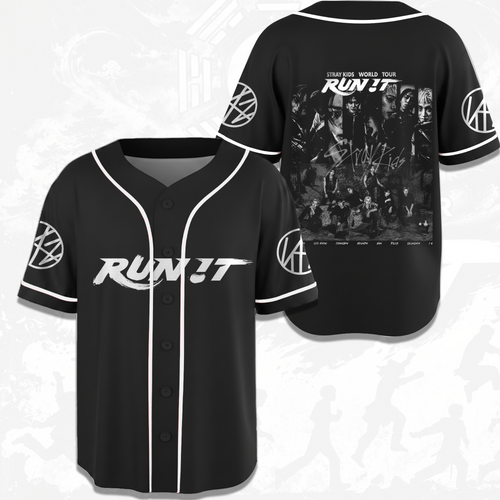 Vintage Stray Kids Run It World Tour Baseball-Trikot Fan-Edition