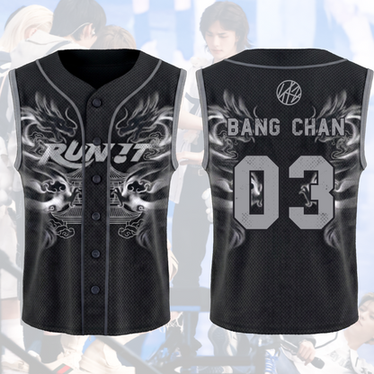 Streetwear Stray Kids Run It Welttournee Mystic Smoke Ärmelloses Mesh-Baseballtrikot Geschenk für Fans