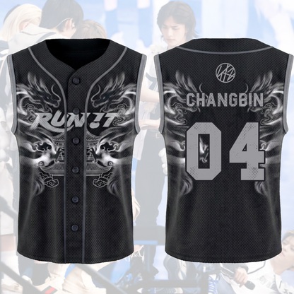 Streetwear Stray Kids Run It Welttournee Mystic Smoke Ärmelloses Mesh-Baseballtrikot Geschenk für Fans