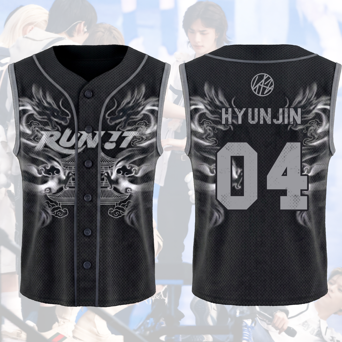 Streetwear Stray Kids Run It Welttournee Mystic Smoke Ärmelloses Mesh-Baseballtrikot Geschenk für Fans