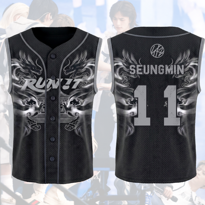 Streetwear Stray Kids Run It Welttournee Mystic Smoke Ärmelloses Mesh-Baseballtrikot Geschenk für Fans