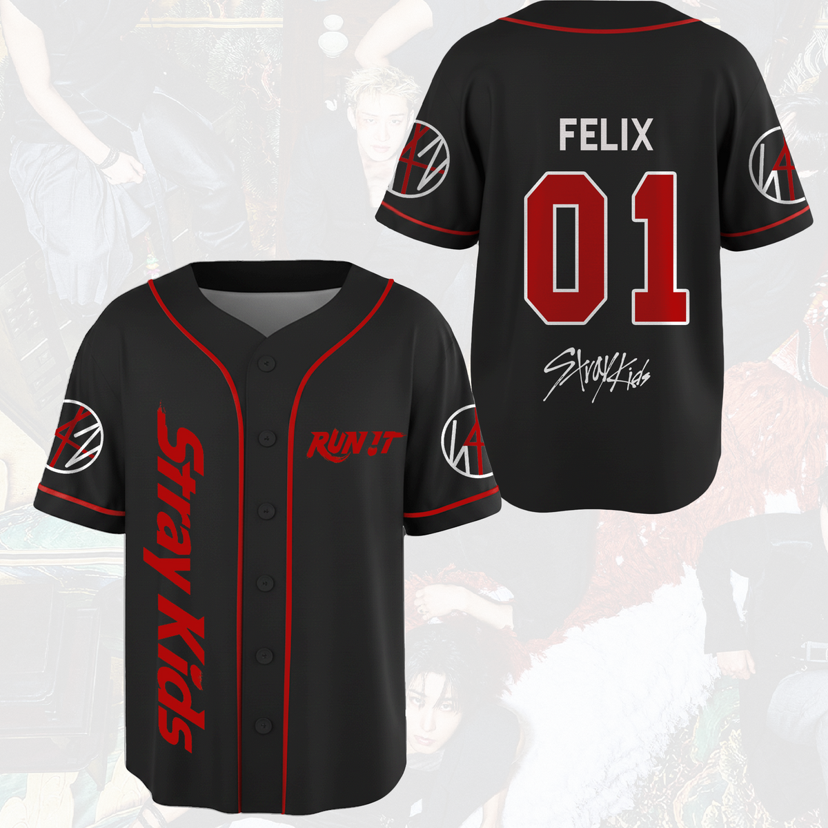 Atemberaubendes Stray Kids „Run It“ World Tour Baseballtrikot Stay Edition
