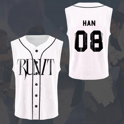 Stray Kids Run It World Tour Ärmelloses Mesh-Baseballtrikot Geschenk für Fans