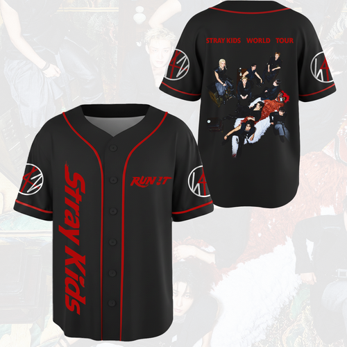 Dynamic Stray Kids Run It Welttournee Baseballtrikot Geschenk für Stay