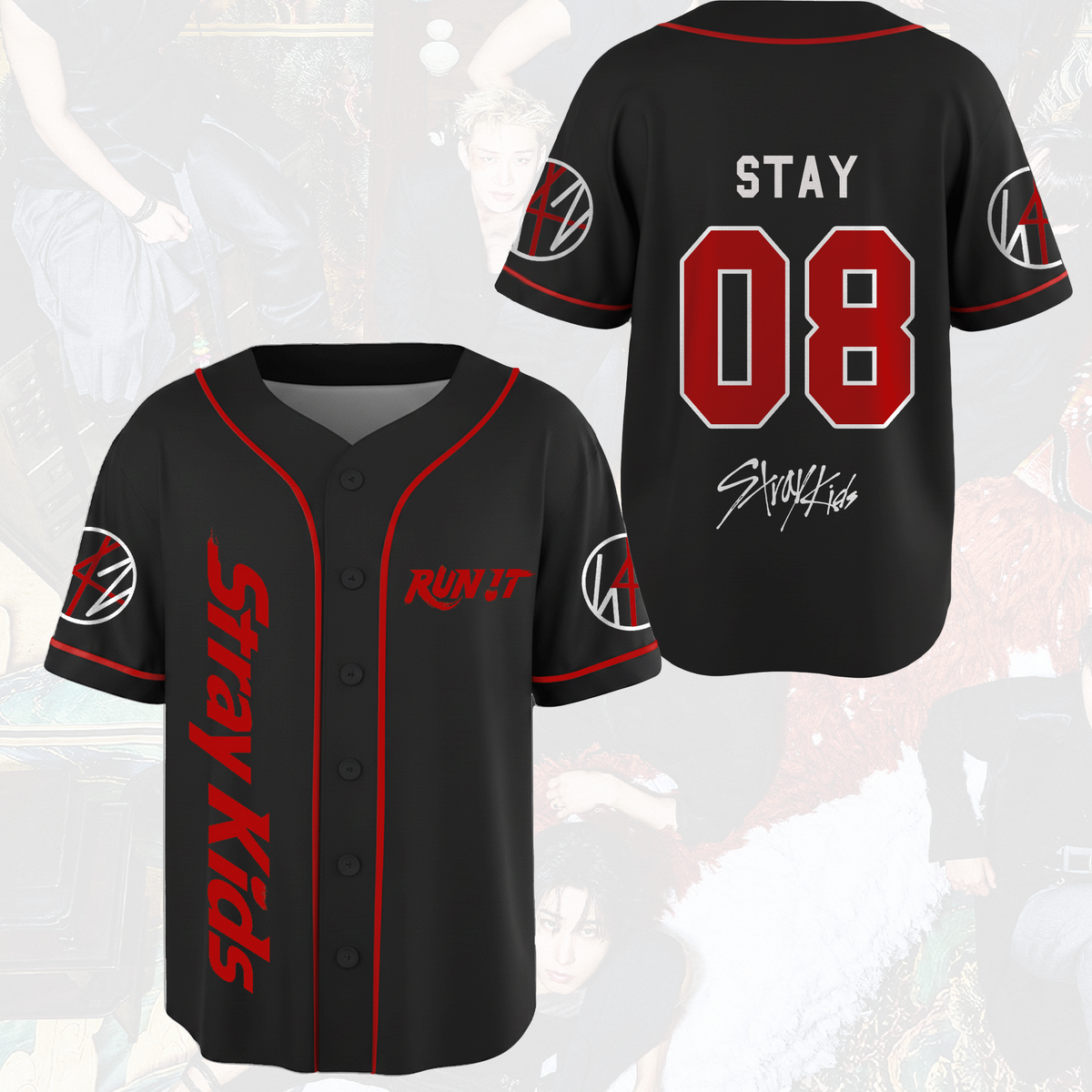 Atemberaubendes Stray Kids „Run It“ World Tour Baseballtrikot Stay Edition