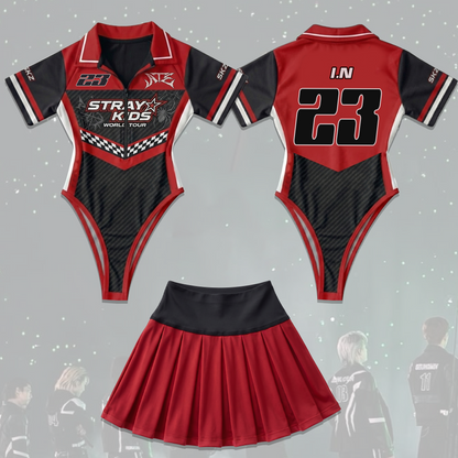Racing Stray Kids Konzert ATE Dominate Tour Komplettes Jersey-Bodysuit-Set Fan-Edition