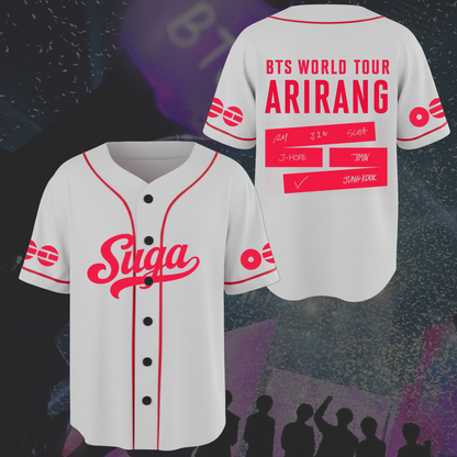 Explosives BTS World Tour Arirang weißes Baseball-Trikot