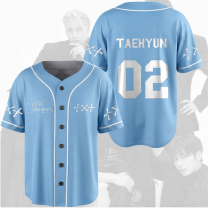 TXT Steal The Wind Baseball World Tour blaues Baseballtrikot für Fan-Geschenke
