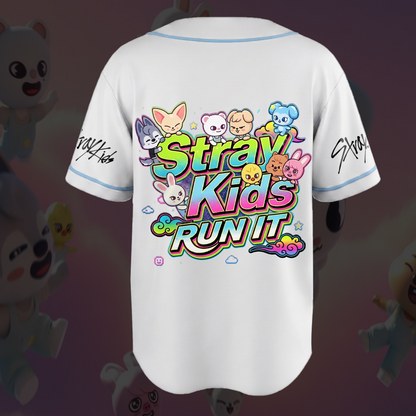 Niedliches Tasy Skzoo Stray Kids Run It World Tour Baseball-Trikot Bunte Fanartikel Geschenke für Stay