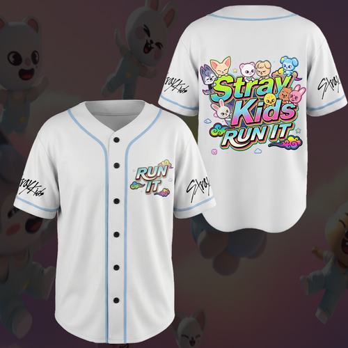 Niedliches Tasy Skzoo Stray Kids Run It World Tour Baseball-Trikot Bunte Fanartikel Geschenke für Stay