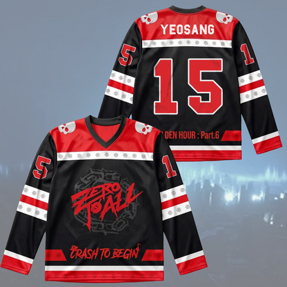 Sporty Twice Dies ist für das blau-schwarze Eishockeytrikot
