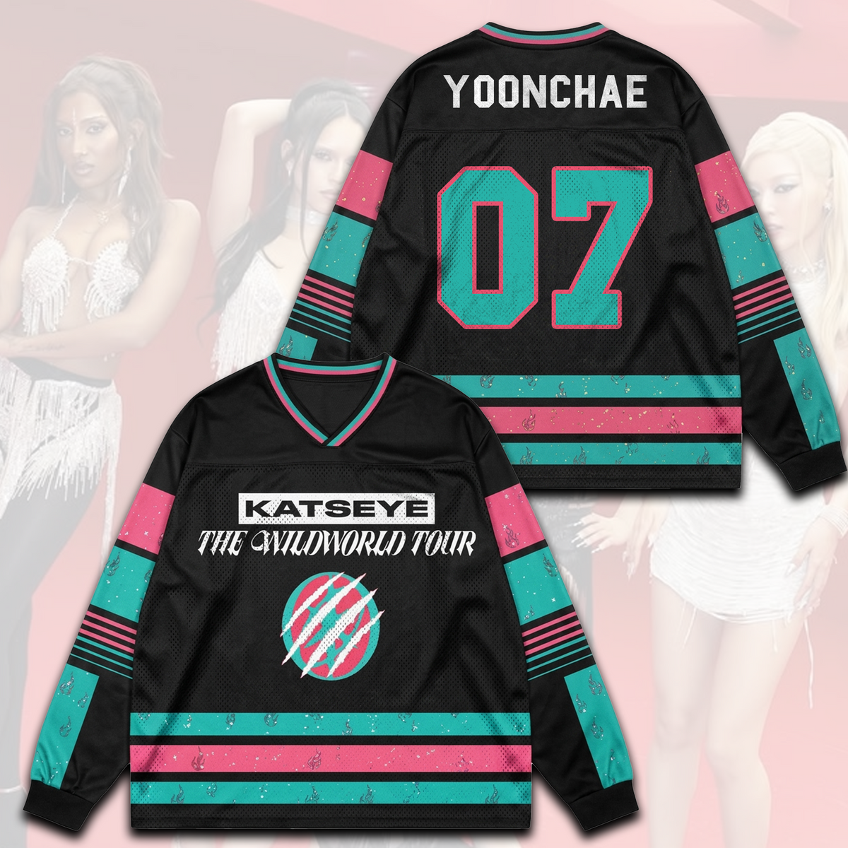 Sporty Chic Katseye The Wildworld Tour Langarm-Mesh-Oberteil Fanartikel
