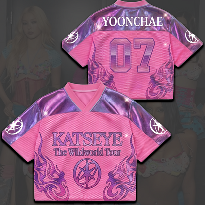 Purple Flame KATSEYE The Wild World Tour Mesh-Trikot Fan-Artikel Geschenk für Fans