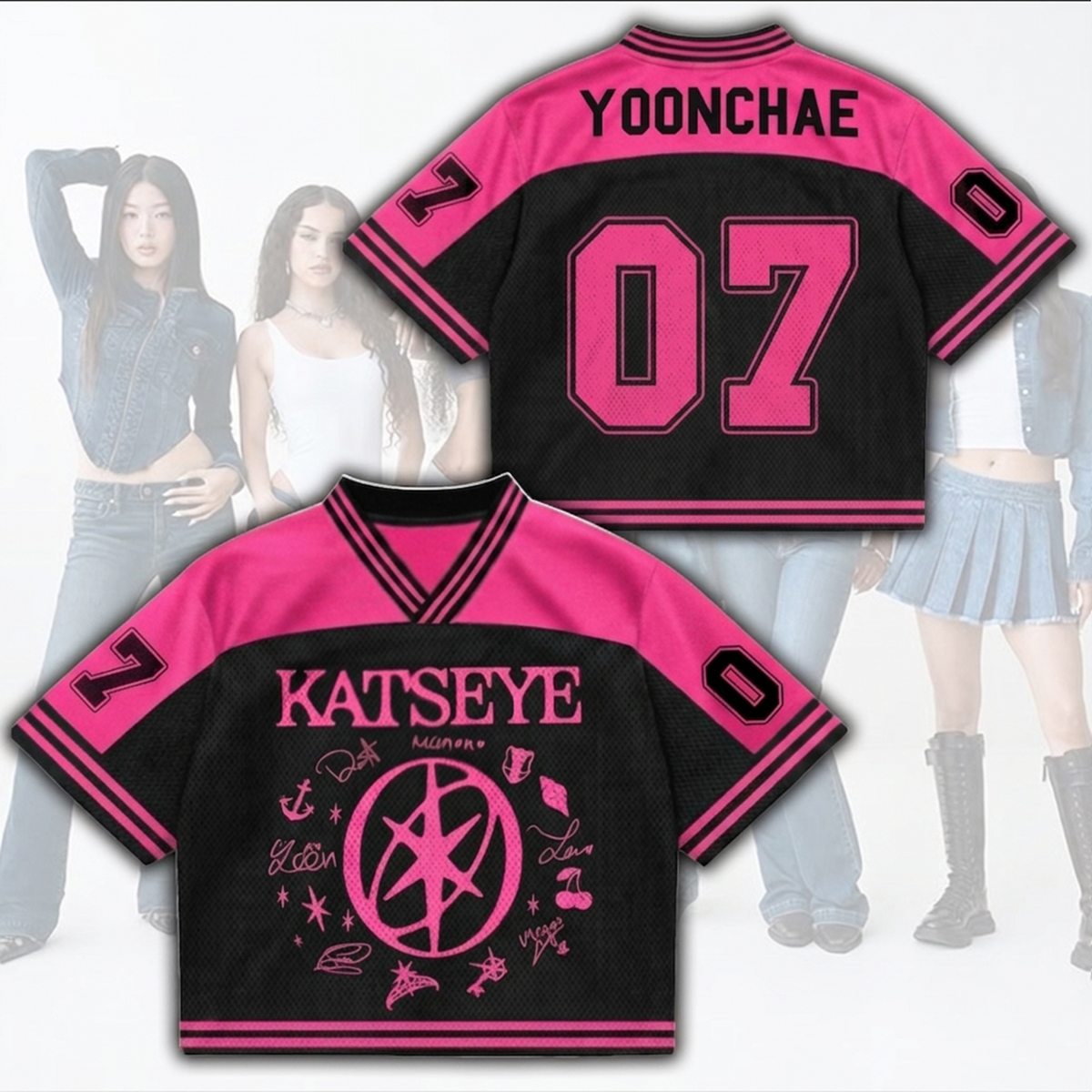 Hot Pinky Katseye The Wildworld Tour Mixed Mesh Jersey Fan-Edition
