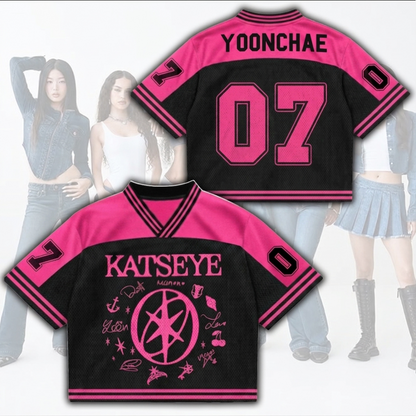 Hot Pinky Katseye The Wildworld Tour Mixed Mesh Jersey Fan-Edition