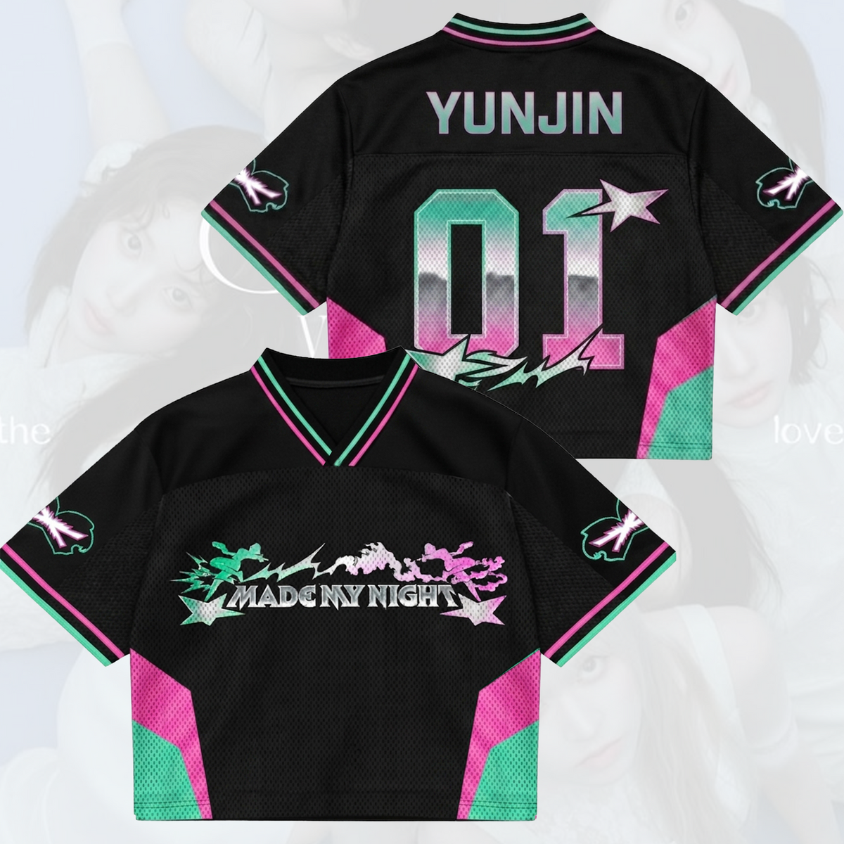 Episches LE SSERAFIM „Made My Night“ Mixed Mesh Jersey Pureflow Tour-Geschenk für Fans